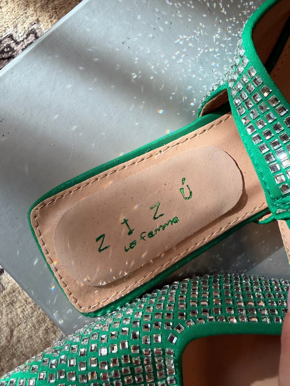 Embellished Green Slingback Flats by - Picture 7 of 9